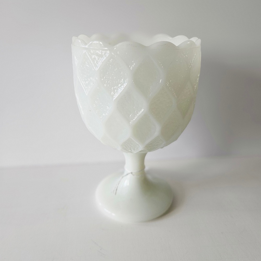 Vtg Milk Glass Goblet Cup Footed Candy Bowl 6.5in Tall